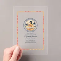 Preppy Coastal Tinis & Bikinis Bachelorette Party Acrylic Invitations