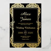 Mandala Classic Black Gold Foil Indian Wedding Invitation