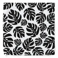 Stylish Tropical Exotic Black Monstera Leaves Bandana