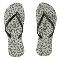 Chic Vintage Tropical Blues | Abstract Floral Flip Flops