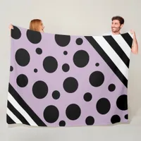 Lavender and Black Polka Dots and Stripes Blanket