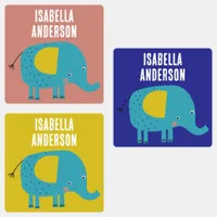 Elephant Name School Waterproof Kids' Labels