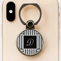 Modern stripes in black, white and gray - Monogram Phone Ring Stand