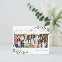 Eucalyptus Photo Gold Foil Merry Christmas Holiday Card