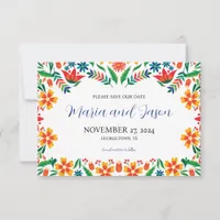 Mexican Floral Colorful Botanical Flowers Wedding Save The Date