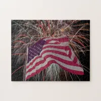 American Flag and Fireworks Jigsaw Puzzle