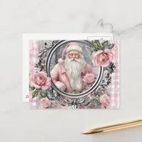 Adorable Vintage Pink Santa Postcard