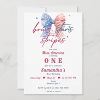 Bows Stars and Stripes Miss America Girls Birthday Invitation