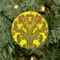 Unique Vintage Swirl Ombre Gold Ceramic Ornament