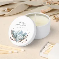 Rustic Antlers Mountain Boho Wedding Mini Candle Favors