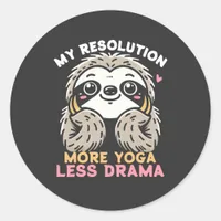 Cute Sloth Yoga Sticker - More Yoga Less Drama