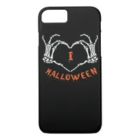 Slogan  Halloween. Heart Gesture Made Of Skeleton  iPhone 8/7 Case