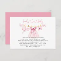 Pink Clothesline Girl Baby Shower Book Request  Enclosure Card