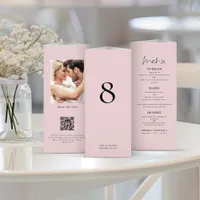 Blush Pink Photo Wedding Menu Table No Trifold