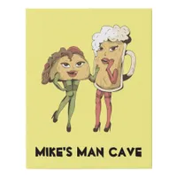 Funny Sexy Taco and Beer Your First Name Man Cave Faux Canvas Print