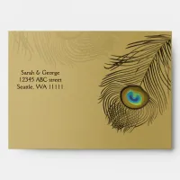 gold peacock envelopes