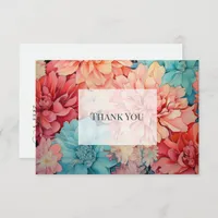 Teal, Coral, and Champagne Floral Thank You Card