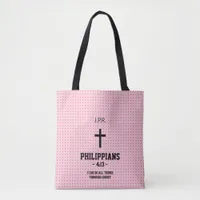 Pink Stars Pattern Bible Verse Christian Tote Bag