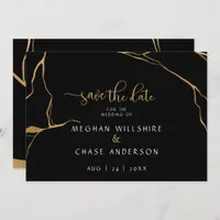 Modern Abstract Black and Gold Japanese Kintsugi 