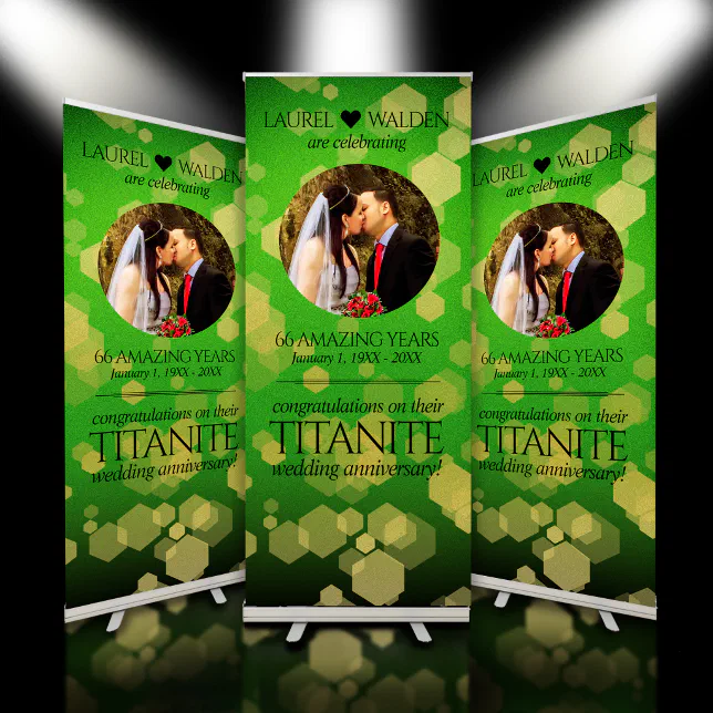 Elegant 66th Titanite Wedding Anniversary Retractable Banner