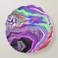 Pour Paint Effect Marble Digital Art   Round Pillow