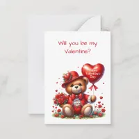 Teddy Bear Valentine's Day for Kids Flat Card