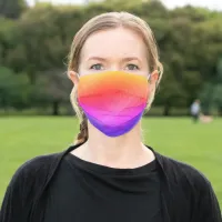 Diag Rainbow Gradient Floral Pattern Orange Pink Adult Cloth Face Mask