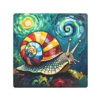 Vibrantly Colorful Impasto Whimsical Snail Metal Print