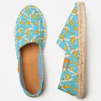 Trendy Yellow Banana Fruit Pattern on Aqua Summer Espadrilles