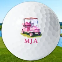 Pink Personalized Golf Cart Custom Monogram  Golf Balls