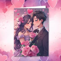 Cute Couple Anime Personalized Valentine's Day Card