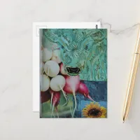 The Cute Cow and the Radishes Collage Postcard