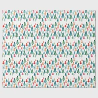 Winter Forest Watercolor Christmas Trees Wrapping Paper