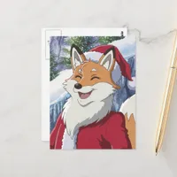 Adorable Santa Fox Postcard