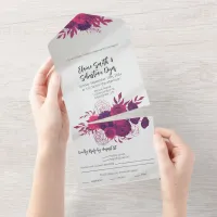 Bright & Bold Hot Pink and Magenta Floral Wedding All In One Invitation