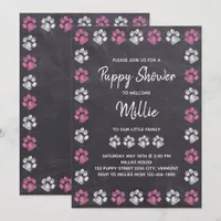 Chalkboard New Pet Pink Dog Puppy Shower Invitation