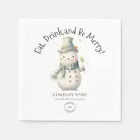 Cute Snowman Company Logo Christmas Party Napkins