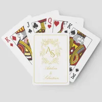 Vintage Baroque Gold Monogram Crest Wedding Poker Cards