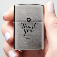 Minimalist Heart Monogrammed Wedding Thank You Zippo Lighter