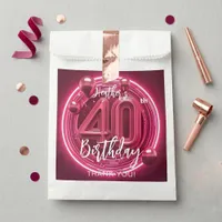 Hot Pink Neon Glam 40th Birthday Metallic Balloons Favor Bag