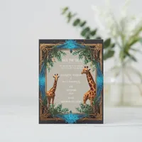 Wild Giraffe Wedding Invitation Postcard