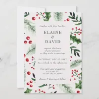 Holly Berries Christmas Winter Wedding Invitation