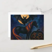 Halloween Horse and Bat With Pumpkin Postcard
