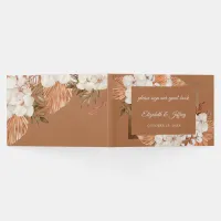 Rustic Terracotta Boho Pampas Orchids Wedding Guest Book