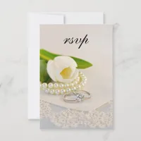 White Tulip, Pearls and Rings Wedding RSVP