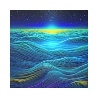 Ethereal Blue Waves and Ocean Sunset Metal Print