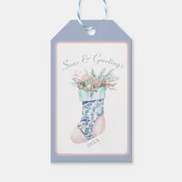 Chinoiserie Coastal Grandma Stocking  Gift Tags