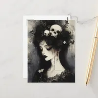 Black and White Persephone Queen of the Underworld Postcard