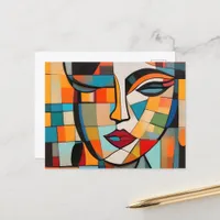 Cubism Abstract Lady Face Postcard