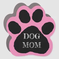 Dog Mom Pink Paw Print Car Magnet